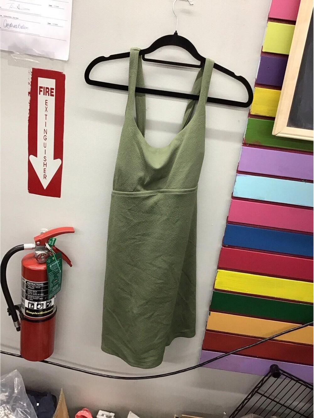 LANDs end womens large swim dress with liner olive green textured new